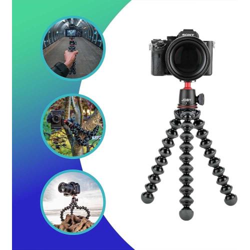 Joby GorillaPod 3K Kit, Compact Stand 3K and Ballhead for Compact Cameras, Tripod Kit, Travel Tripod for Cameras, Holds Devices up to 6.6lbs, JB91507, Made in Italy, Black/Charcoal