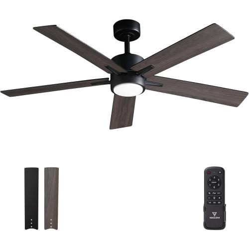 Ceiling Fan with Light Remote: 52 Inch Modern Bedroom Fans with Dimmable Tri-Color Temperature LED - Quiet Reversible DC Motor - Indoor Outdoor