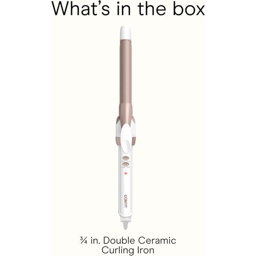 Conair Double Ceramic 3/4-Inch Curling Iron, ¾-Inch Barrel Creates Tight Curls, Hair Curler for Use on Short, Medium, and Long Hair, White