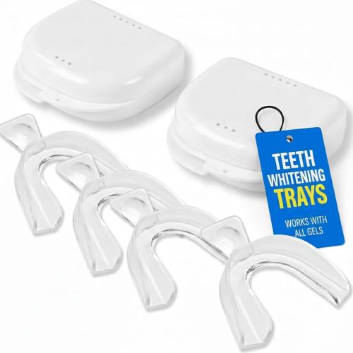 Teeth Whitening Trays Moldable 4 Dental Trays 2 Retainer Case Teeth Trays for Tooth Whitening Gel Compatible with Opalescence Teeth Whitening Gel