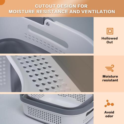 GREATLINK Foldable Laundry Basket Collapsible Laundry Hamper, Laundry Basket Dorm with Handles, Clothes Hamper & Laundry Bin, ﻿Pop Up Storage Container/Organizer, Plastic Hamper/Basket, Grey