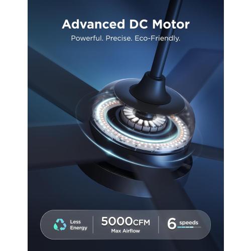 Govee Ceiling Fan with Lights, RGBIC Smart 52'' Low Profile Ceiling Fan with Lights and Remote, Reversible DC Motor, Dimmable, 2800lm, Ceiling Fan for Bedroom, Living Room, Black‼️Like New‼️