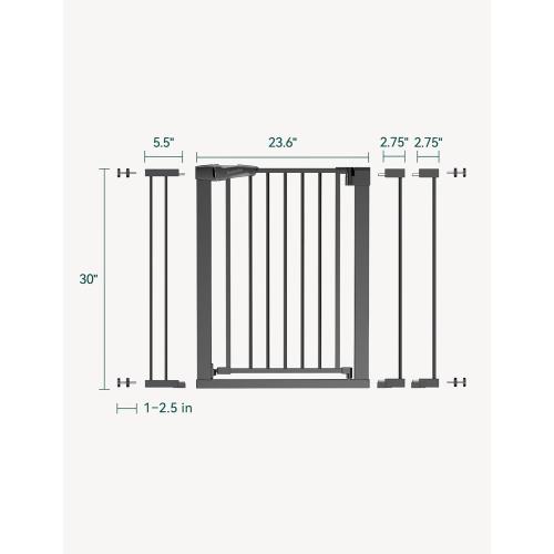 Babelio Baby Gate for Doorways and Stairs, 26-40 Auto Close Dog Gate, PressGuard C5, Easy-Install Pressure Mounted Satey Door, No Drilling Safety Gate for Child and Pets, Black