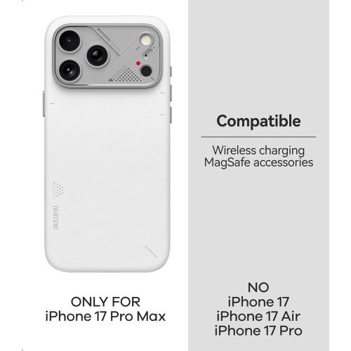 Aulumu A17 Vegan Leather CoolHyper iPhone 17 Pro Max Case | Camera Control | with Cooling Fins | Luxury Comfort | Compatible with MagSafe | Complete Wrap-Around - White