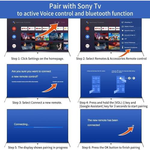 RMF-TX310U Voice Replacement Remote Control with Mic for Sony 4K Smart Bravia TV XBR-43X800G XBR-49X800G XBR-49X900F XBR-55X800G XBR-65X900F XBR-65X800G XBR-75X900F XBR-75X800G XBR-85X900F
