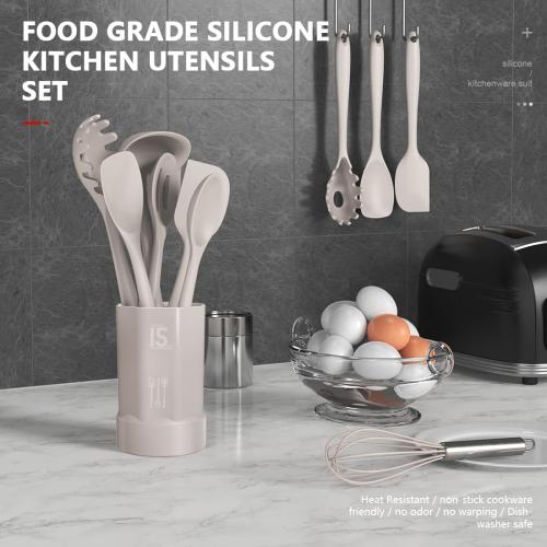COLOR BLACK ❗❗AOTHOD Silicone Cooking Utensils Set - 446°F Heat Resistant Kitchen Utensils,Turner Tongs,Spatula,Spoon,Brush,Whisk,Kitchen Utensil Gadgets Tools Set for Nonstick Cookware,Dishwasher Safe (BPA Free)