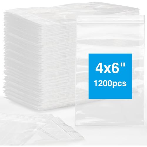 Plastic Bags, 1200pcs 4 x 6 inch 2 mil Thick, Zip Bag, Clear Jewelry Bags, Baggies with Resealable Zip Bag for Small Business, Daily Vitamin, Jewelry, Candy
