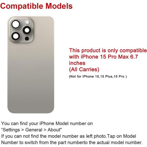 Rear Back Glass Replacement for iPhone 15 Pro Max 6.7-inches with Reparing Tool Kit and All Necessary Parts (Natural Titanium)