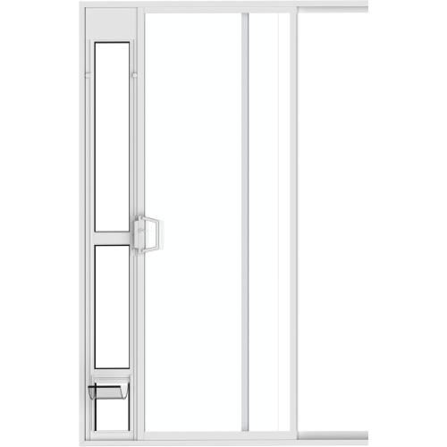 Hakuna Pets White Glass Patio Pet Door for Sliding Doors, Small | Adjustable Height 77.2”– 83.5”, Damage-Free or Permanent Install, Locking Panel Included