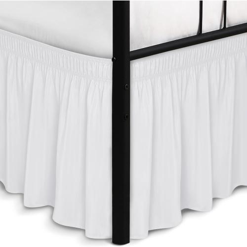 Wrap Around Queen Size Bed Skirt Split Corner 15 Drop-Elastic Dust Ruffle