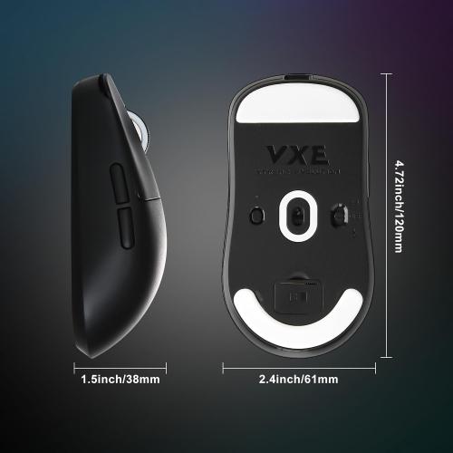 R1 SE  Gaming Mouse, 18000 DPI, High-Precision PAW3395 SE Sensor,55g Lightweight, Tri-Mode 2.4G/BT5.0/USB-C Wireless Mouse, Programmable Ergonomic Mouse Suitable for Laptops/PC/Mac (Black)