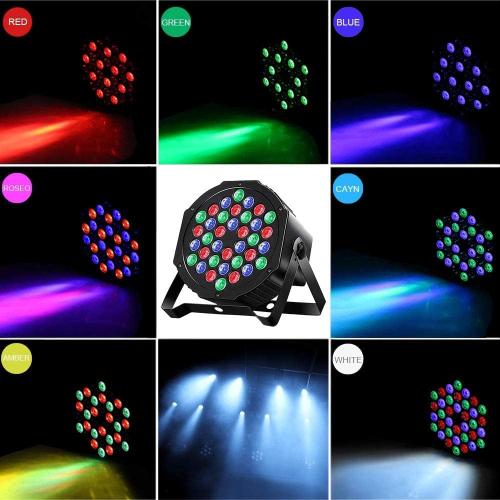 4 Pack Black MOSFiATA Par Lights 4 Pack, RGB 36 LED Stage Light Sound Activated DMX Control, 7 Modes Uplighting with Remote Control Stage Lighting, DJ Party Light for Club KTV Disco Party（4 Pack）
