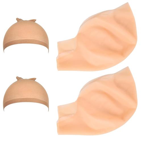 Hoedia 2 PCS Latex Bald Caps Halloween and 2 PCS Nylon Wig Caps Set