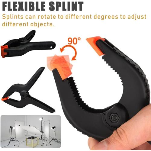 ‼️may have missing pieces ‼️24 PCS 3.5 Heavy Duty Plastic Spring Clamps, Black Spring Clips for Backdrops, Craft Projects, Woodworking, Photography and Display Stands