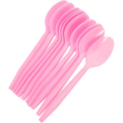 Disposable Pink Plastic Dessert Spoons Portable Party Snack Spoons for Ice Cream Yogurt Cake Puddings Safe Utensils for Home Restaurant Events