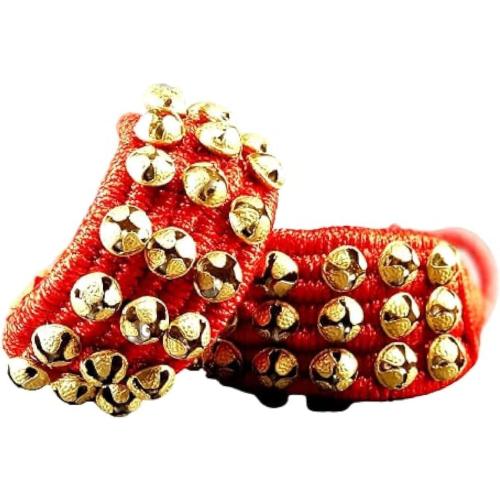 eSplanade Ghungroo, Ghungru (30   30) - 3 Line Ghungroo on Red Cushion Pads | Brass Bells for Kathak Indian Classic Dance