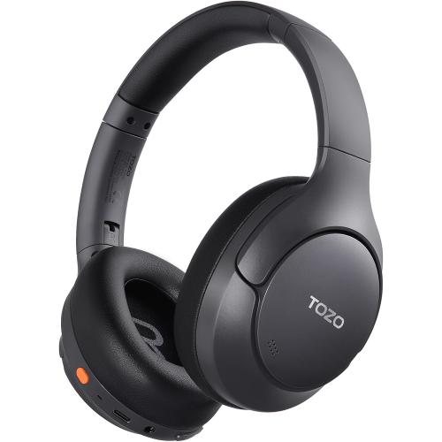 TOZO HT3 Hybrid Noise Cancelling Headphones, 90H Playtime Wireless Over Ear Bluetooth Headset, Spatial Audio AI Chat with 5 Mics, Supports Dual Connection and USB-C Input, with 32 EQ Music Modes
