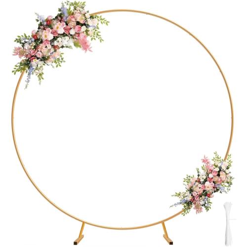 Chamvis Metal Round Balloon Arch Kit, 7.2ft (2.2m) Golden Round Arch Stand Kit: Garden Plants Vines Climbing Frame for Wedding Birthday Photo Background Party Supplies Decorations