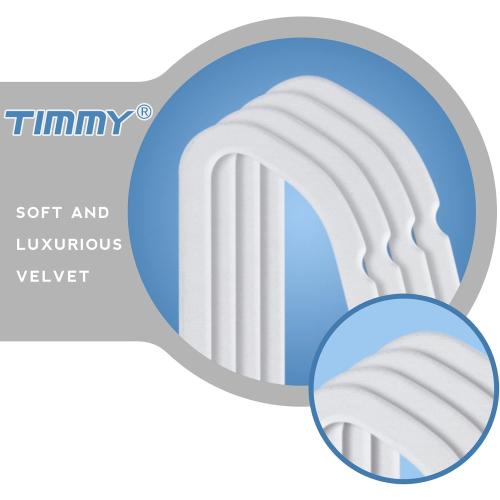 TIMMY Non-Slip Velvet Hangers - Suit & Coat (50-Pack) Ultra Thin Space Saving Heavy Duty Hangers Hold Up-to 10 Lbs - White/Silver