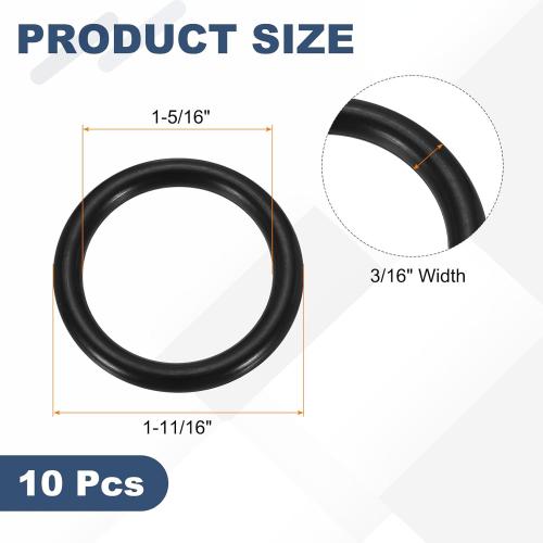 uxcell 10Pcs AS-323 O-Rings, Nitrile Rubber O-Rings 1-5/16 ID, 1-11/16 OD, 3/16 Width Round Sealing Gasket for Automotive Machine Plumbing Sealing Repair (70 Durometer, Black)