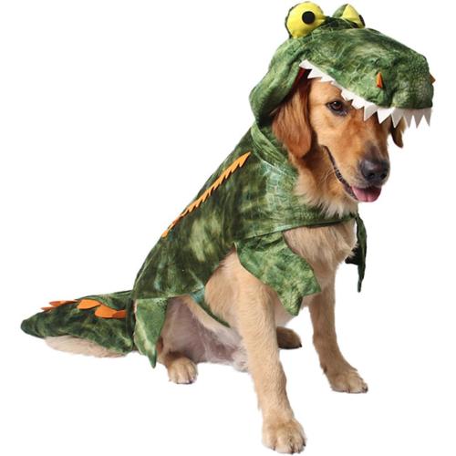Size XL Color Green Large Dog Costume Halloween Dog Crocodile Costume Pets Winter Warm Coat Jumpsuits (XL, Green)