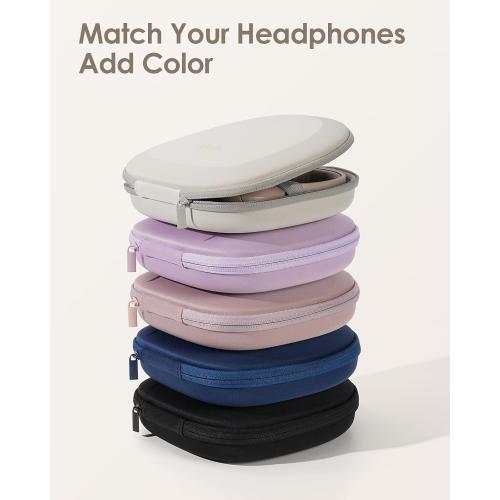 Headphone Case Hard Shell Super-Slim for Sony/JBL/Bose/Soundcore Anker/BERIBES KVIDIO TOZO JLab Over-Ear Headphones Universal Portable Travel Organizer Bag (Beige)