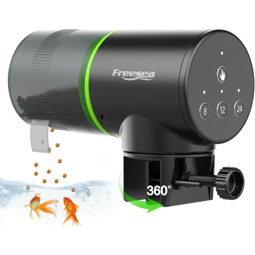 FREESEA Automatic Fish Feeder for Aquarium: Auto Fish Food Dispenser with Timer for Small Tank Betta Turtle - Battery Vacation Self Feeding for Flakes