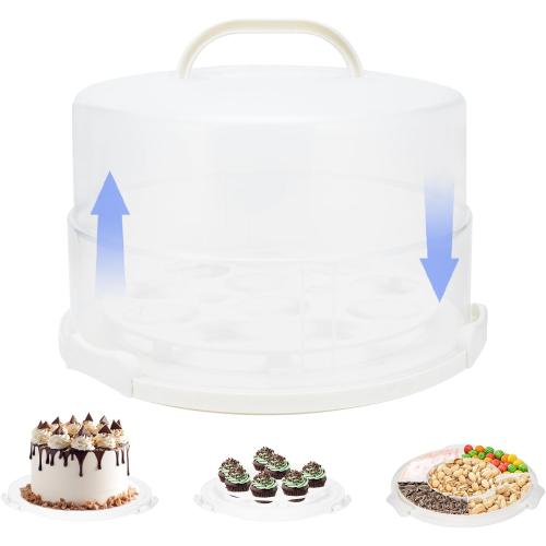 12 Inch Cake Carrier with Lid and Handle – Heavy-Duty Cake Container for Baking Events & Outdoor Trips | Adjustable Height,Portable Food Cake Carrier Storage Solution for Picnics & Camping