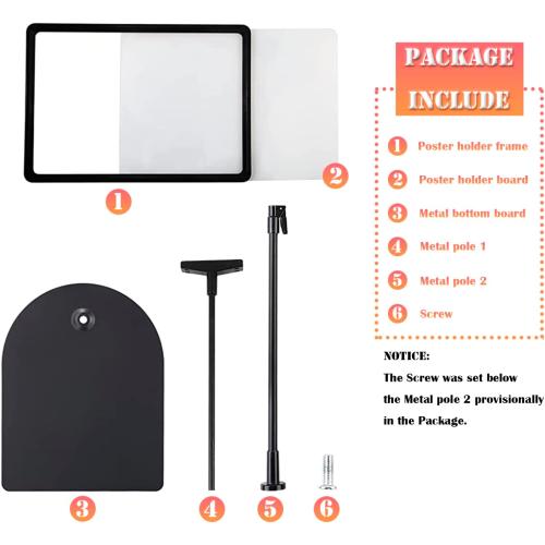 Adjustable Sign Holder Poster Stand, 8.5 x 11 Inch Frame Sign Stand for Display, Vertical and Horizontal View (Black, 2 Pack)