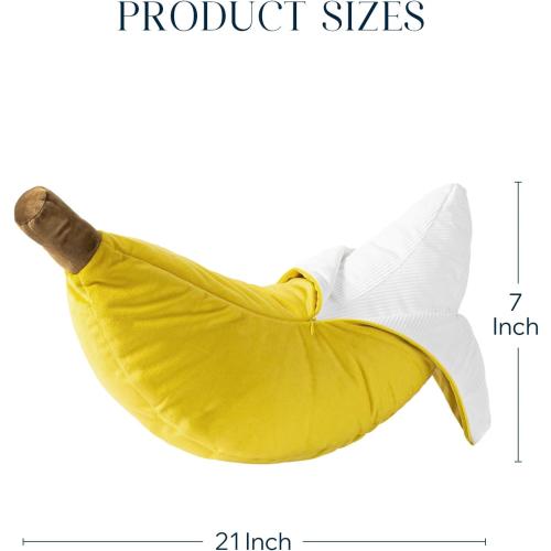 Phantoscope Fruit Shaped Pillows Series Banana Shaped Throw Pillow, Fun Home Decor of Fruit Themed Shaped Cushions, Fall Decorative Shaped Pillow for Couch Bed and Chair, Yellow, 21 x7 inches