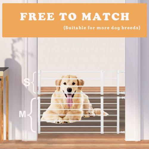 Short Dog Gate Expandable Dog Gate 22-39.37 to Step Over,Pressure Mount Small Pet Gate,Low Pet Gate-Adjustable,Puppy Gate Indoor for Doorway,Stairs (White, S(9.4''H))