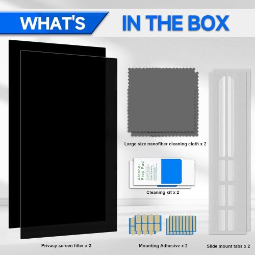 [2-Pack] Privacy Screen For Computer Monitor, 24-Inch 16:9 Aspect Ratio; Anti Spy/Bule Light/Glare And Eye Protection, 2 Install Ways Removable For Office, Airport, Cafe And Other Public Area; Diagonal 24 Inches, Width 20.92 Inches, Height 11.77 Inches