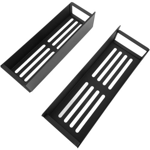 Magnetic Rack for Refrigerator, Magnetic Fridge Shelf for Kitchen, Wall Mounted Organizer with Hooks, Metal Black Shelves for Microwave Oven (2PCS Set)