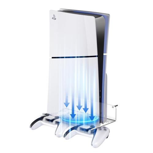 ZHGM Wall Mount for PS5 Slim/PS5 Pro/PS5, Metal Wall Mount Kit for Playstation 5 Console & Controllers, Enhance Heat Dissipation Console Wall Mount, Space Saving & Stable Wall Stand Holder (Silver)