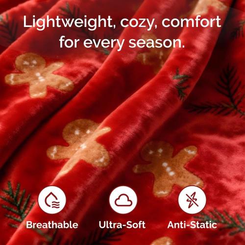 Ultra Soft Fleece Blanket Throw Size - Christmas Flannel Fleece Luxury Throw Blanket - Lightweight Throw for Couch, Bed, Chair - Warm & Breathable - Cozy Microplush Bedding - Gingerbread Man