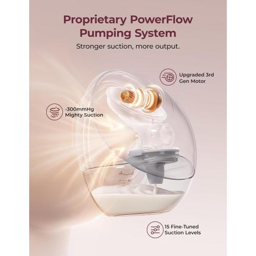 Momcozy Breast Pump Hands Free Upgraded Mobile Flow | M9, App Discreet Control with Personalized Multi-Modes & 15 Levels, Wearable Breast Pump 24mm, 2 Pack Gray