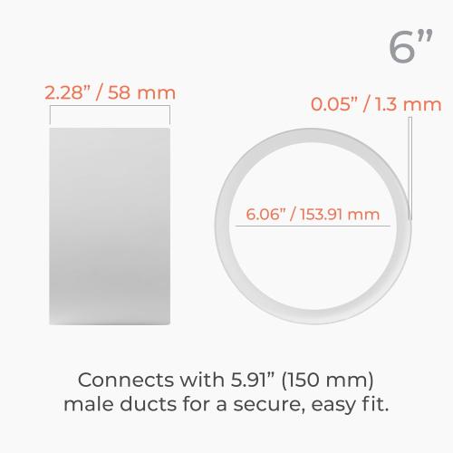 6 Inch Fit Coupling - Round Plastic Duct Pipe Connector and Extension - Female Fit - Available in Different Sizes to Suit, White