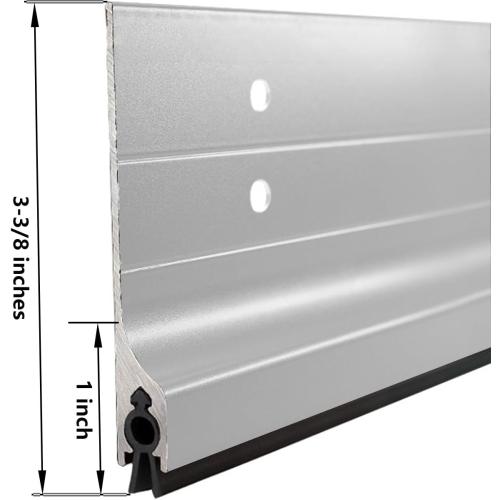 Door Metal Draft Stopper 28 inches Aluminum Mouse Blocker with Rubber Sweep Seal for Stop Under Doors Drafty Cover 2-3/8 inch Gap, 3-3/8x28 Silver