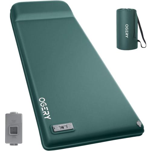 OGERY Self Inflating Sleeping Pad with Electric Pump, 3.15 Ultra-Thick Memory Foam Camping Pad, 4 Season Camping Mattress Pad with Built-in Pillow, Camping Essentials Gear for Tent Travel Car