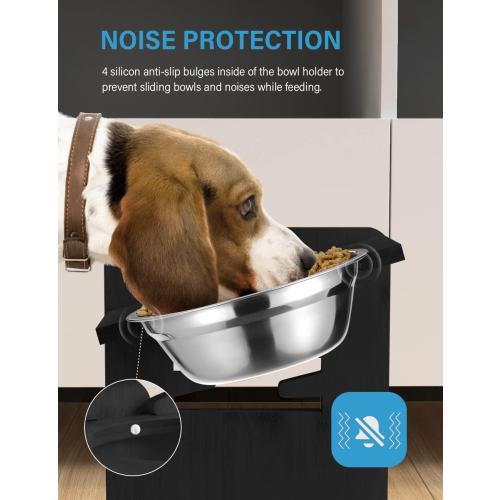 Vantic Elevated Dog Bowls, Raised Dog Bowl Stand Adjustable Small, Black