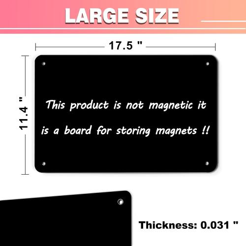 4 Pack Black Magnetic Board,17.5 x 11.4 Magnet Bulletin Board to Display Magnetic Notes, Poetry, Photos, Suitable for Wall, Refrigerator, Cabinet etc, Come with 16 Plastic Anchor Bolts and Screws