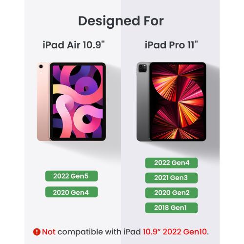 Leather Keyboard Case for iPad Air 5th 4th Generation 10.9 inch Pro 11 1st/2nd/3rd/4th, 7 Color Backlight BT Keyboard Folio with Pencil Holder 2022 2021 2020 2018 (Wine)