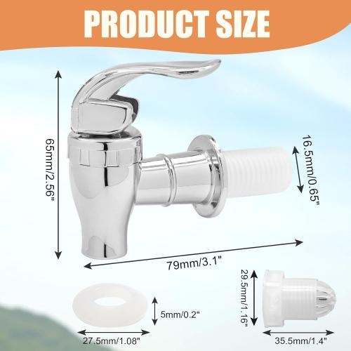 2 Pack Replacement Spigot for Beverage Dispenser - BPA Free Cooler Faucet with Filter Function - Push Style Spigot Tap - Silver