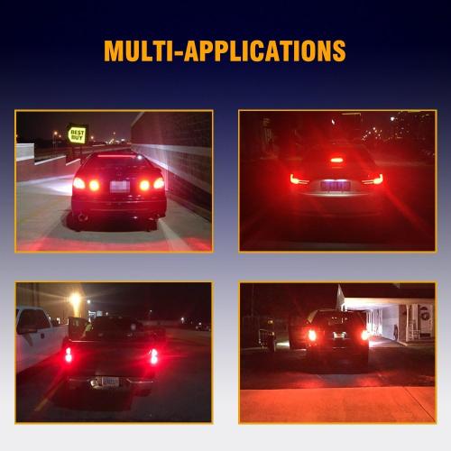 Antline 1157 LED Bulb Flash Strobe Red (2 Pack), 9-30V Super Bright 1600 Lumens 2057 2357 7528 52-SMD LED with Projector for Replacement, Flashing Strobe Brake Tail Stop Light Bulbs