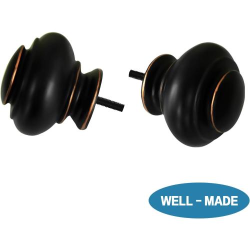 H.VERSAILTEX Window Curtain Rods for Windows 66 to 120 Inches Adjustable Decorative 3/4 Inch Diameter Single Window Curtain Rod Set with Classic Finials, Black