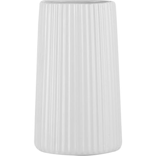 White Ceramic Vase for Flowers, Large Modern White Vase for Home Decor, Decorative Vase for Living Room, Office, Mantel, Bookshelf, Dining Table, 8 inches