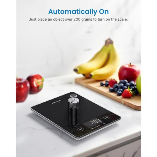 RENPHO Digital Kitchen Scale, Smart Food Weight Scale with Nutritional Calculator, Gram Scale for Weight Loss Cooking Baking Keto Macro Diet, Black Glass, 22lb/10kg