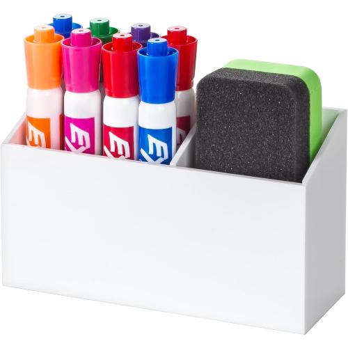 BEYGORM Magnetic Dry Erase Marker Holder for Whiteboard,Non-slip Acrylic Magnet Pen Holder for Fridge Refrigerator,Locker Organizer for Work,Locker Accessories,Pencil Cup for Desk(White)