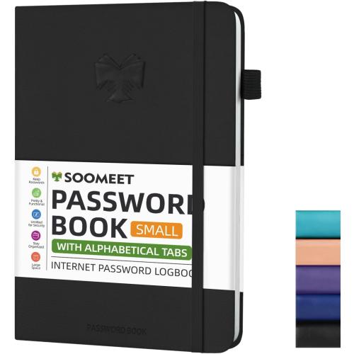 Password Book with Alphabetical Tabs, Hardcover Password Keeper, Size 4.4''x 6.1'' Password Notebook for Saving Internet Login, Username, Password Organizer for Computer & Website Logins,