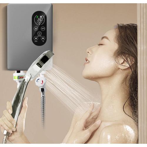 Electric Instant Hot Water Heater Shower Electric Tankless Shower Hot Water Bathroom Instantaneous Water Heater (Grey)